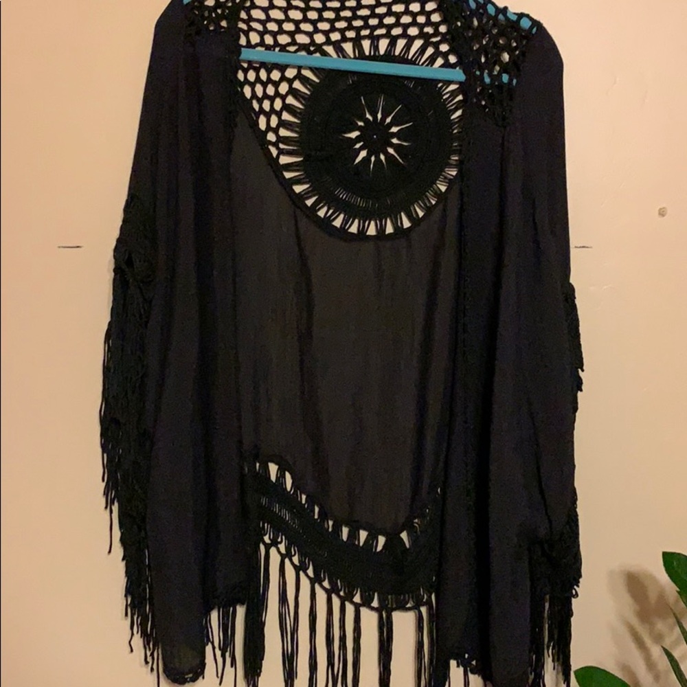 3 for $15 Crochet black kimono